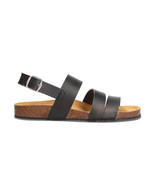 Vegan sandal flat slingback with buckle ankle strap cushioned sole backl... - $80.42 CAD