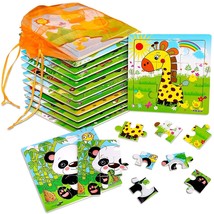 12 Pack Jigsaw Puzzles For Toddlers Wooden Animals Jigsaw Puzzles 9 Pc - £25.56 GBP