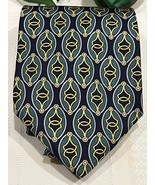 Paolo Gucci Vintage Silk Neck Tie Cravatte Italy Blue Green Yellow Horsebit - $43.57 CAD