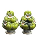 Inarco 1967 Creme De Menthe Salt Pepper Shakers Daisy Green Apples Cotta... - $19.24 CAD