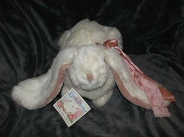 White Lop Bunny Rabbit Stuffed Plush Long Floppy Ears Mauve Pink Bow Becky NWT - £64.29 GBP