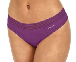 Calvin Klein Womens Striped-Waist Thong Underwear, Medium, Violet - $21.45