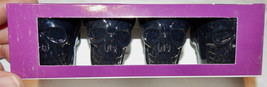 Shot Glasses Halloween Skulls 4 Pack Plastic Black Color NIB 208N - £2.21 GBP