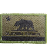 OD Green California State flag Patch 3&quot;x2&quot; Inches Hook and Loop backing - £4.69 GBP