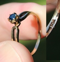 Estate Sale! 10k GOLD solid ring DEEP BLUE SAPPHIRE size 6 womens 1960&#39;s... - £102.25 GBP