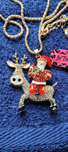 New Betsey Johnson Necklace Santa Clause Reindeer Christmas Festive Coll... - $14.99
