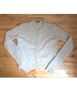 Brandy Melville Light Gray Wool Blend Cable Knit Cardigan Button Up One ... - $24.99