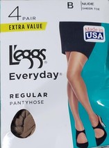 L&#39;eggs Everyday Reinforced Panty Sheer Toe Regular Pantyhose, 4 Pair Nud... - $307.21 MXN