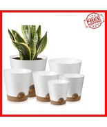 Sleek White Indoor Planters - Self-Watering &amp; Drainage, 6 Pot Set, Moder... - $49.57 CAD