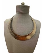 Gold Tone Hammered Metal Collar Necklace Fashion Jewelry - $11.00