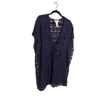 Jessica Simpson Size Small Navy Blue Oversized Swim Coverup Flower Sheer Midi - £9.13 GBP