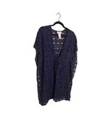 JESSICA SIMPSON Size Small Navy Blue Oversized Swim Coverup Flower Sheer... - $12.16