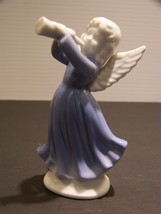 Inarco Blue Ceramic Angel with Horn Vintage Christmas HTF - $26.98