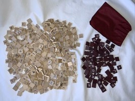Scrabble Tiles Lot 575 Pieces Tan Burgundy Wood Squares Crafts Jewelry P... - $29.69