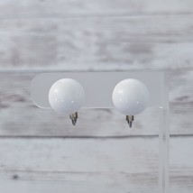 Vintage Marvella Clip On Earrings Retro Domed White - £13.14 GBP