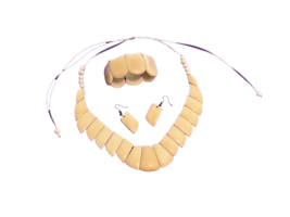 Tagua Nut Ivory Necklace, Earrings &amp; Bracelet, Necklace Set - £57.88 GBP