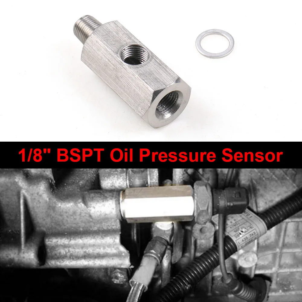 Stainless steel 1/8&#39;&#39; BSPT Oil Pressure Sensor Tee to NPT Adapter Turbo Feed Lin - £41.06 GBP
