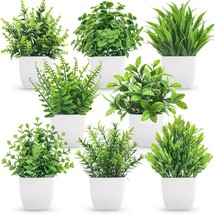 8 Packs Fake Plants Small Artificial Faux Potted Plants For Home Office Farmhous - £25.11 GBP