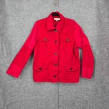 Jones New York Sport Womens Jacket 1X Red Stretch Long Sleeve Metal Butt... - $16.49