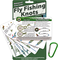 Waterproof Fly Fishing Knot Cards: 14 Essential Knots with Mini Carabiner - $11.50