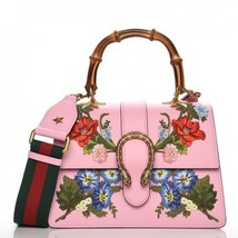 Gucci Calfskin Embroidered Medium Dionysus Top Handle Bag Purse in Pink New - £3,194.21 GBP