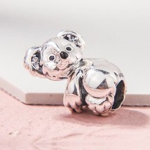 2019 Winter Collection 925 Sterling Silver Koala Charm With Clear CZ &amp; Enamel  - £13.94 GBP