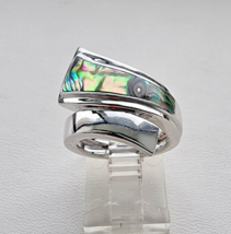 VINTAGE 925 STERLING SIVER MOTHER OF PEARL WRAP AROUND RING SIZE 6 - $649.73 MXN