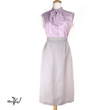 Vintage Light Grey Russ A Line Linen Skirt w Side Slit, Size 18 W 34&quot; - ... - £22.12 GBP