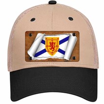 Nova Scotia Flag Scroll Novelty Khaki Mesh License Plate Hat - £22.64 GBP