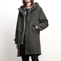 John Varvatos Men&#39;s Richie Trench Coat Hooded Water Repellent Jacket Green 2XL - £172.49 GBP