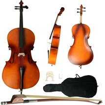 Professional Cello 4/4 Full Size Basswood Set With Bag+Bow+Rosin+Bridge - £286.38 GBP