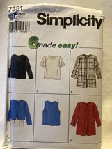 Simplicity 7381 Pattern Sz H Misses top jacket Long,short sleeveless PET... - £5.02 GBP