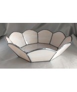 Pale Pink Stained Glass Paneled Fruit Basket w/ Scalloped Rim (9.75&quot; dia... - $24.40