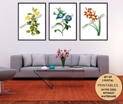 Watercolour Botanical Printable Wall Art in a Set of 3 Floral Wall Hanging Decor - £9.63 GBP