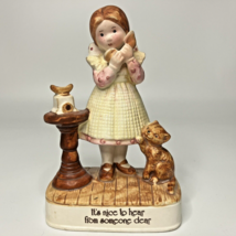 Holly Hobbie Figurine It&#39;s Nice to Hear From Someone Dear VTG Yellow Cat Phone - $19.55