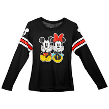 Disney Mickey &amp; Minnie Mouse Two of a Kind Juniors Long Sleeve Shirt Black - £23.90 GBP