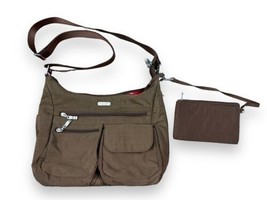 Baggallini Adjustable Crossbody Shoulder Bag Purse Brown/Red Nylon +Wris... - £20.64 GBP