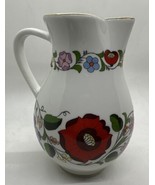 Kalocsa Hungary Hand Painted Floral Pitcher 0186 - £53.34 GBP