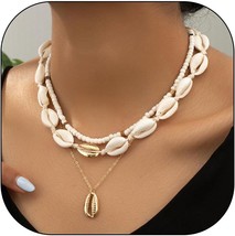 Sea Shell Necklace for Women Gold Shell Pendant Necklace Layered Shell Necklaces - £22.20 GBP