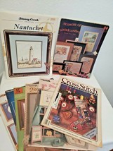 Vintage Cross Stitch Leaflets Patterns Christmas Stocking Country Lighthouse  - £19.34 GBP