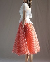 Red Plaid Tulle Skirt Women Custom Plus Size Plaid Midi Skirt Holiday Outfit image 6