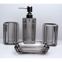 Clear Bathroom Accessories Set, 4 Pcs Black Acrylic Bathroom Accessories Sets Co - £38.21 GBP