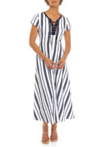 New Chaps White Blue Stripes Fit And Flare Cotton Midi Dress Size Xxl $98 - £59.03 GBP