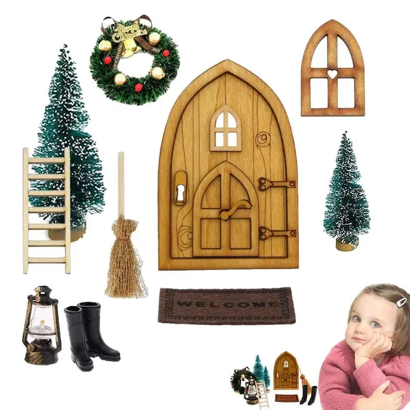 Doll House Elf Door Mini Type DIY Dollhouses Atmosphere Model Christmas Scene - £16.73 GBP+