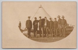 RPPC Group of Handsome Young Soldiers Pose At Tent Real Photo Udb Postcard Q27 - £15.67 GBP