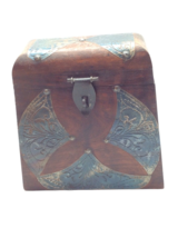 Wood Trinket Box with Metal Stamped Accents Latch Closure - £66.88 GBP