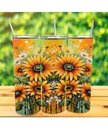 20oz Sunflower theme  insulated Tumbler with sliding lid &amp; 2 straws - $19.80