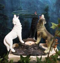 Ebros Moonlight Colorful Three Howling Wolves Oil &amp; Wax Tart Burner Figu... - $29.99