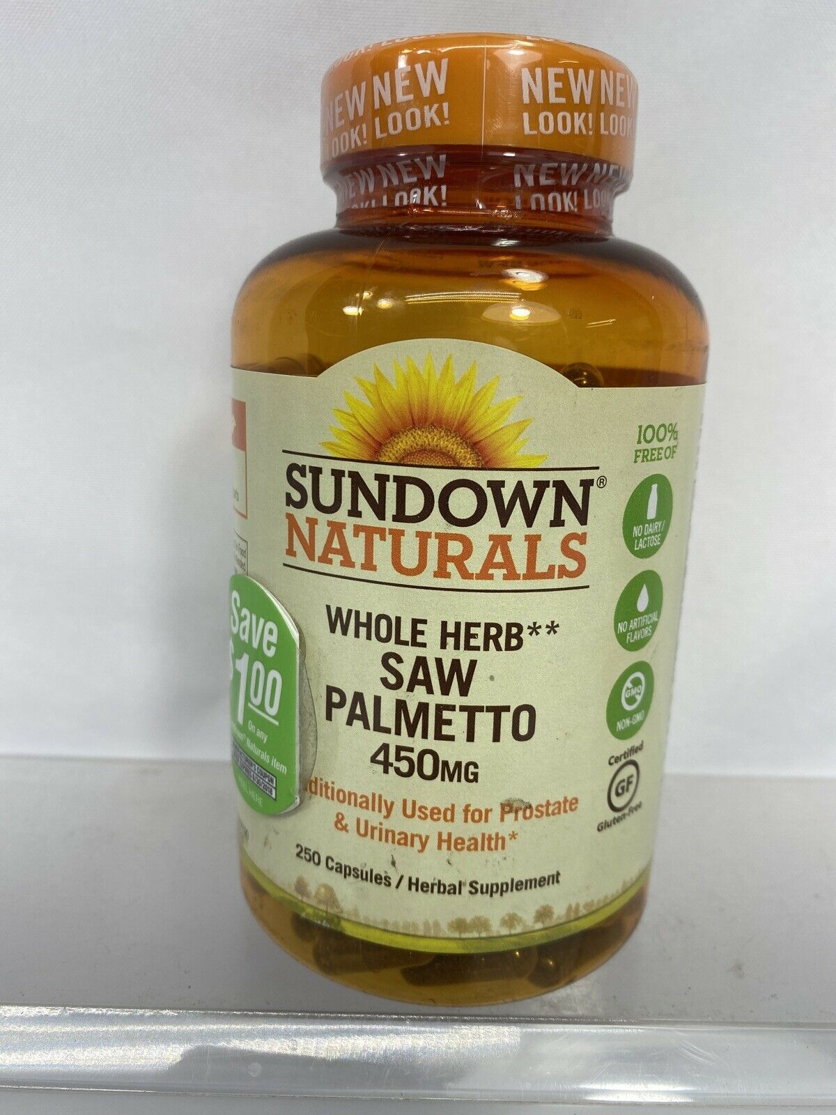 Sundown Naturals Whole Herb Saw Palmetto 450 mg 250 Capsules 4/20 - $13.85