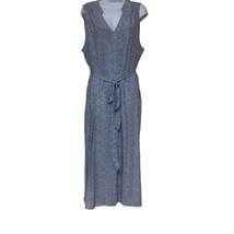 Gap Womens Plus Size XXL Maxi Dress Blue Cream Floral Belted Waist Sleeveless - £21.03 GBP